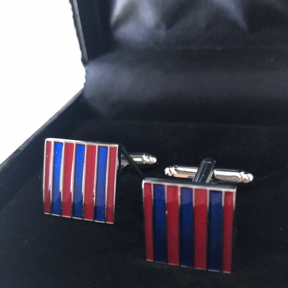 ❤️Red Blue & Silver Cuff Links 👔🚨🇺🇸 - Picture 4 of 5